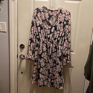 J.Crew long sleeve floral print sheer two layer dress